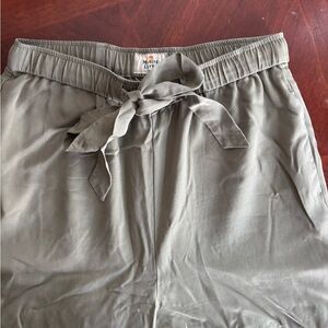 Olive Green Tie-Waist Pants